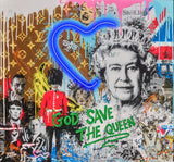 God Save the Queen Yuvi Street art neon lit edition
