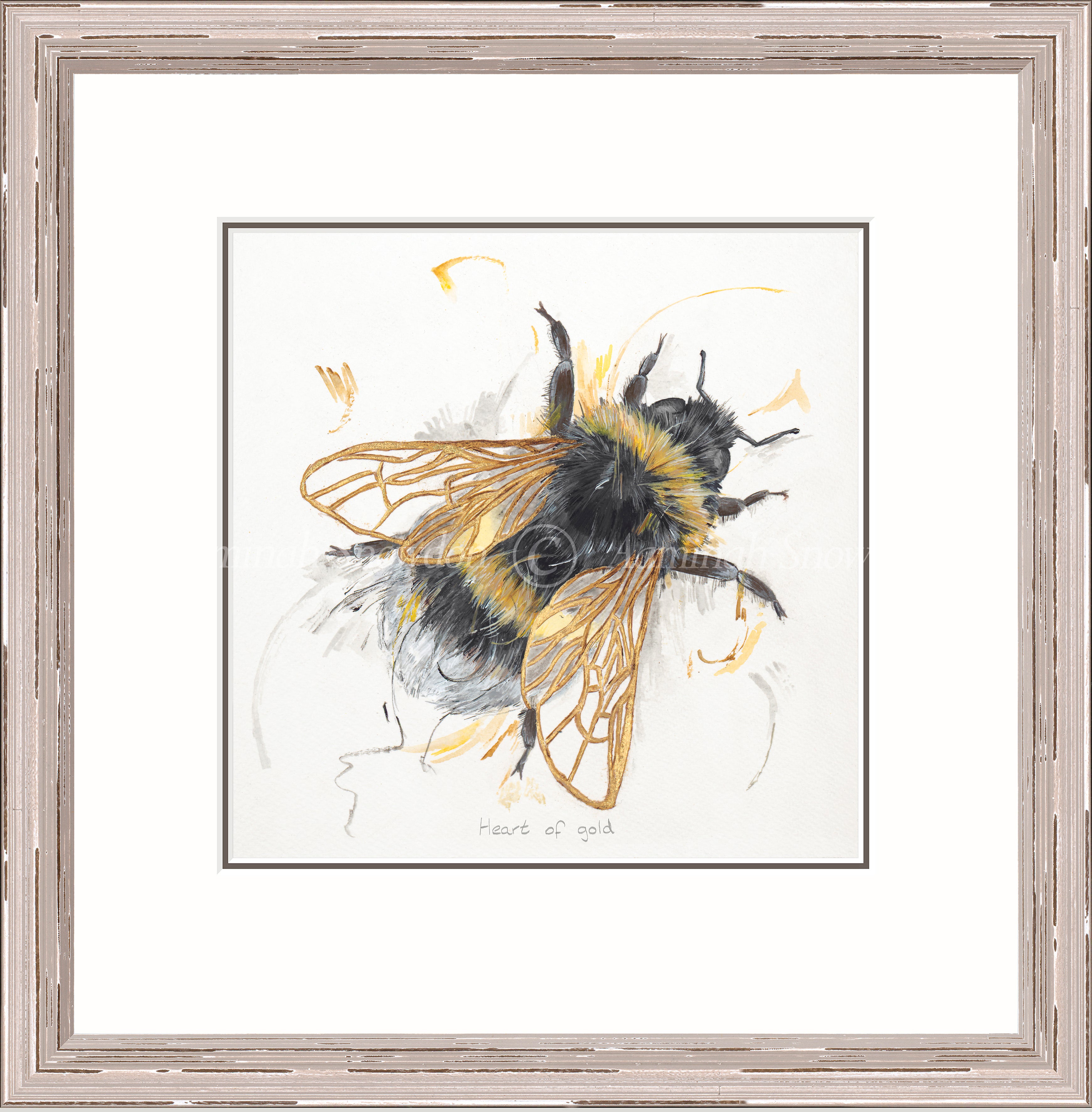 Aaminah Snowdon Heart of Gold Bee framed