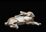 Small Hare Lying 985 solid bronze sculpture