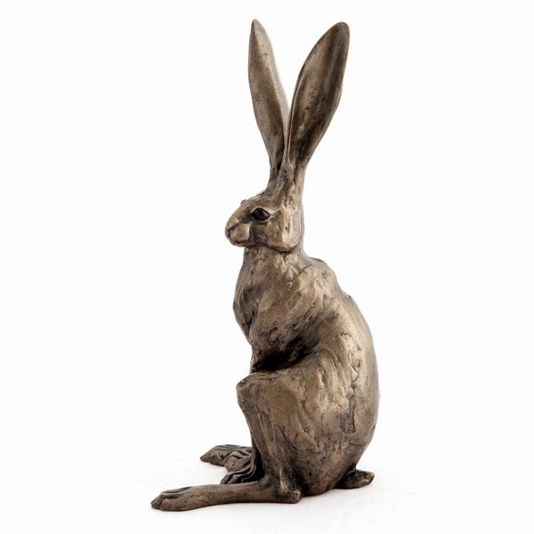 Sitting Hare Medium Frith Bronze Resin Sculpture